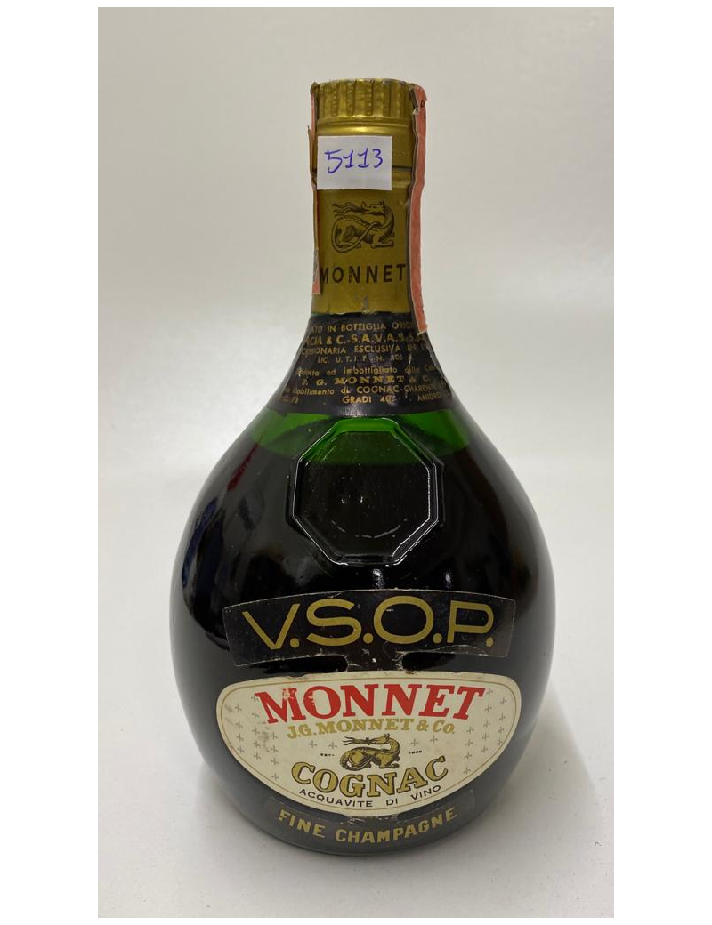 Vintage Bottle - J.G. Monnet Cognac Acquavite di Vino Fine Champagne 40.0° 0,73 lt. - COD. 5113 Vintage Bottle - J.G. Monnet Cognac Acquavite di Vino Fine Champagne 40.0° 0,73 lt. - COD. 5113