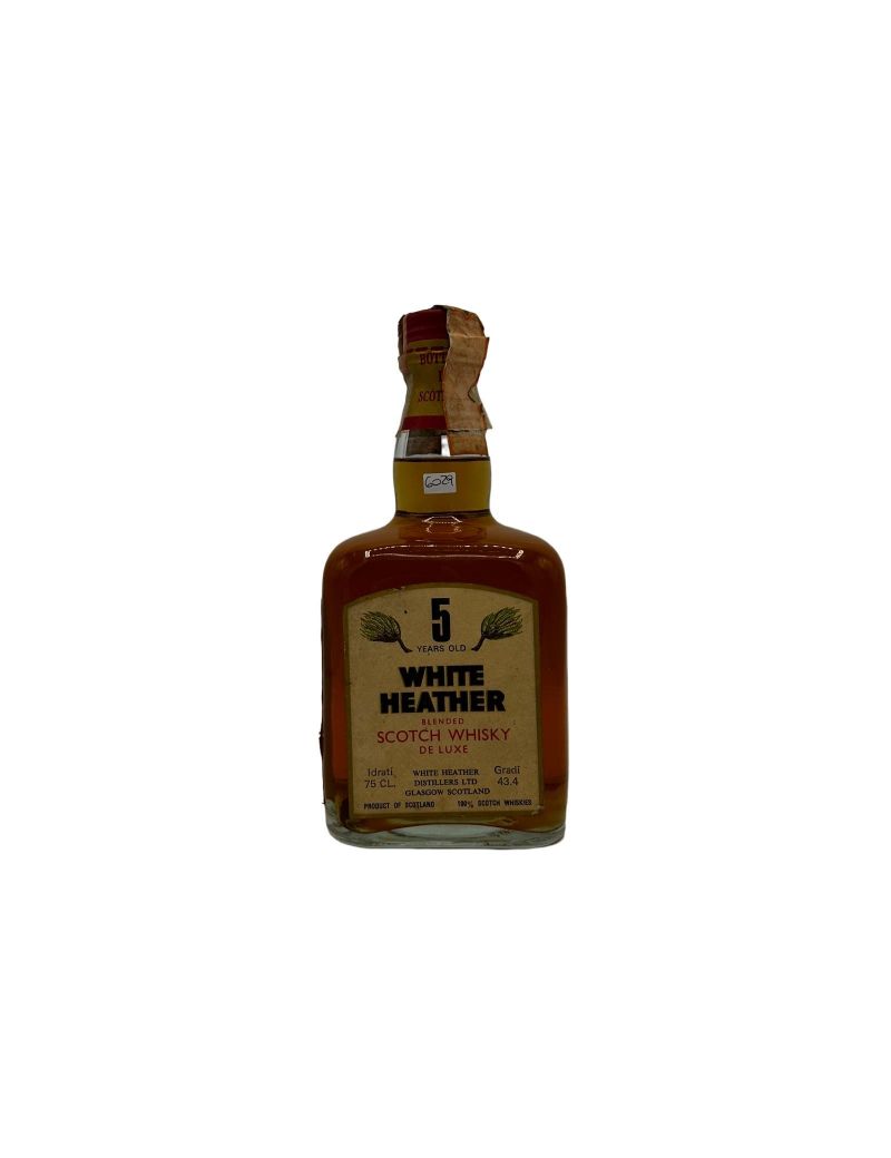 Vintage Bottle - White Heather Distillers ltd Blended Scotch Whisky De Luxe White Heather 5 y 0,75 lt. - COD. 6029