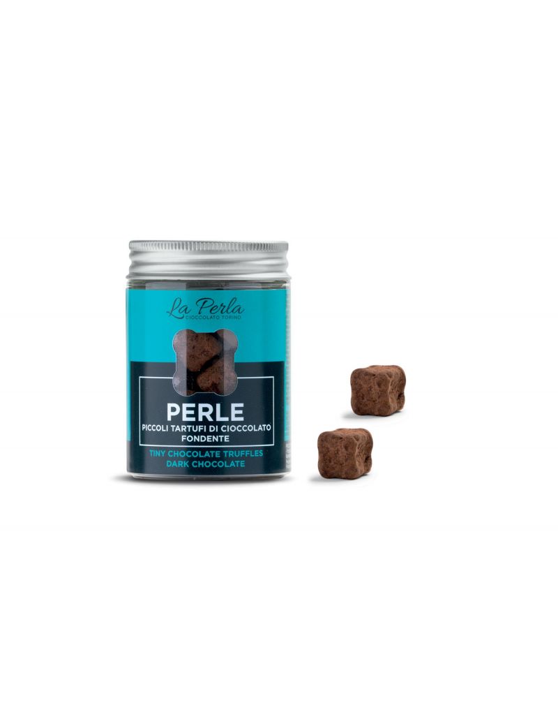 La Perla Cioccolato di Torino - Perle Fondente. Piccoli Tartufi di Cioccolato fondente con Nocciola 50 gr.