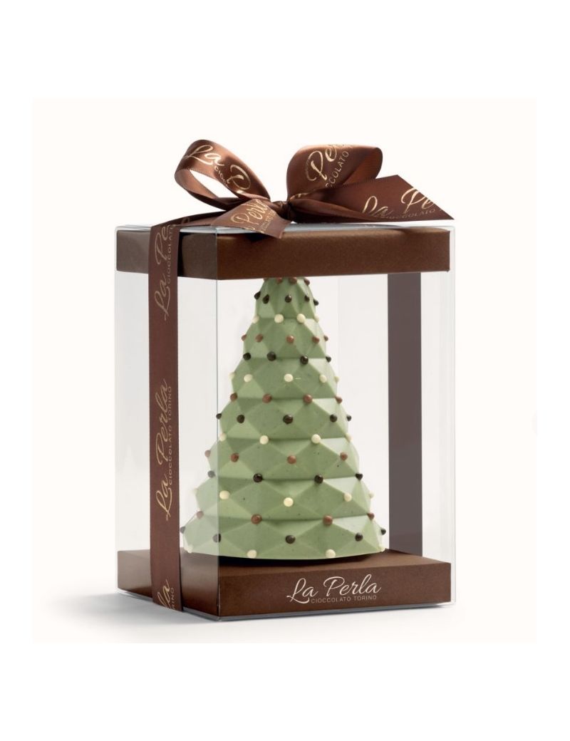La Perla Cioccolato di Torino - Albero di Natale di Cioccolato Bianco e Pistacchio Salato 250 gr.