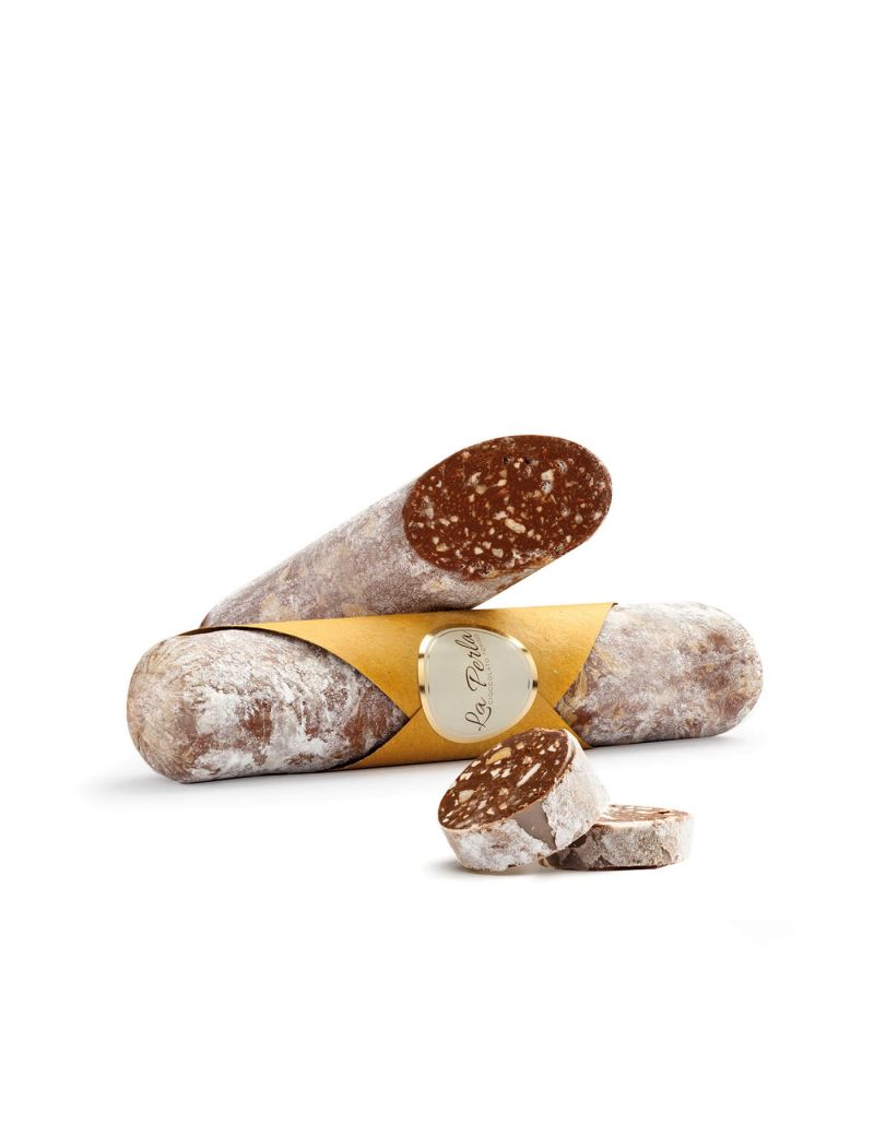La Perla Cioccolato di Torino - Salame di Cioccolato Tartufo con Mandorle e Pistacchi 120 gr.
