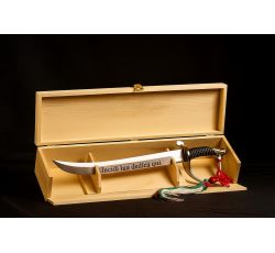 Renoir - Sciabola del Sommelier Classica con Nappina Tricolore in Cassetta di Legno + Incisione Laser Personalizzata