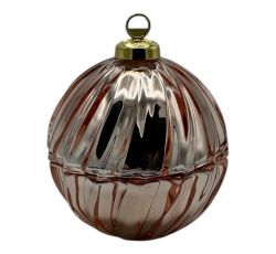 Iliadis Decoration - Porta Oggetti Pallina di Natale in vetro rosa