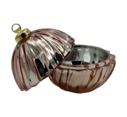 Iliadis Decoration - Porta Oggetti Pallina di Natale in vetro rosa